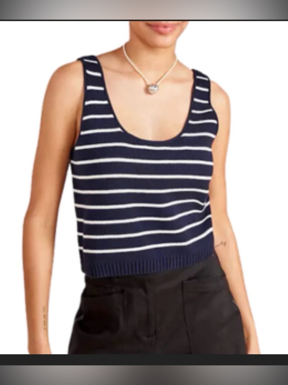 La Ligne navy blue and white knit tank top S